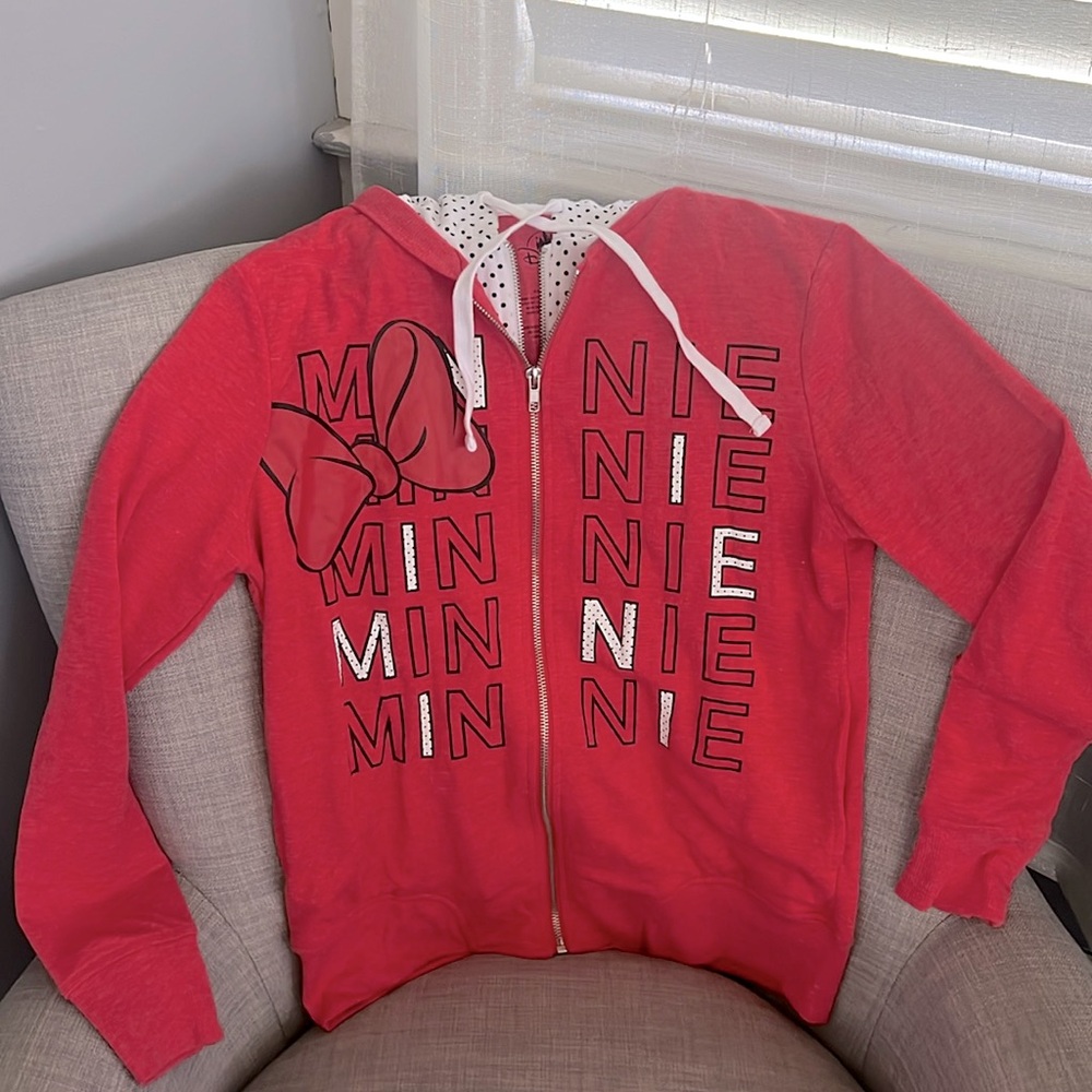 Disney RED Minnie Mouse zip up hoodie jacket
